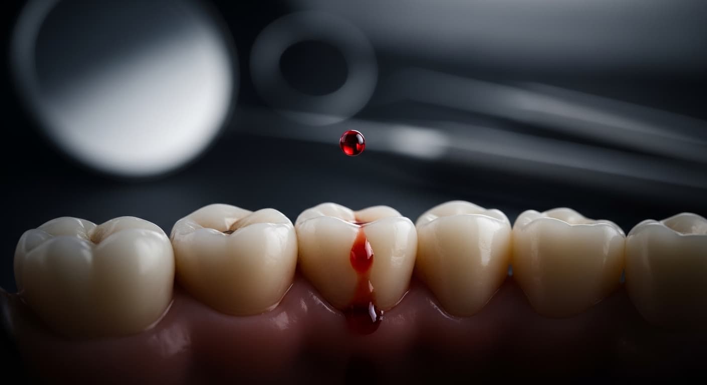 What are the risks of ignoring a bleeding gum during blow-drying?